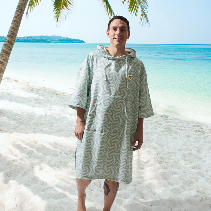 Jet Lag Poncho de bain géométrique avec capuche
