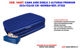 Lit gonflable double Premium 3 hauteurs avec pompe