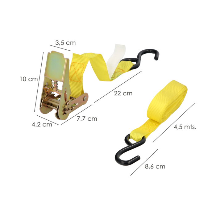 WOLFPACK LINEA PROFESIONAL Lot de 2 sangles d'arrimage avec cliquet 4,5 m x 25 mm WOLFPACK LINEA PROFESIONAL Lot de 2 sangles d'arrimage avec cliquet 4,5 m x 25 mm