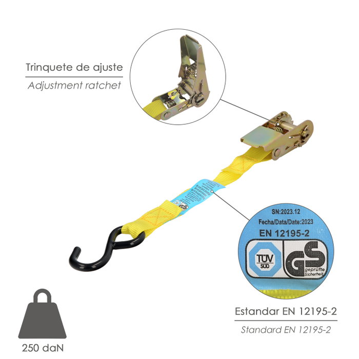 WOLFPACK LINEA PROFESIONAL Lot de 2 sangles d'arrimage avec cliquet 4,5 m x 25 mm WOLFPACK LINEA PROFESIONAL Lot de 2 sangles d'arrimage avec cliquet 4,5 m x 25 mm