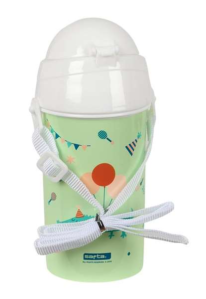Safta - Bouteille isotherme 500 ml à ouverture automatique avec paille pour enfants "Fiesta" - 7.3x19.5x7.3 cm - À partir de 3 ans