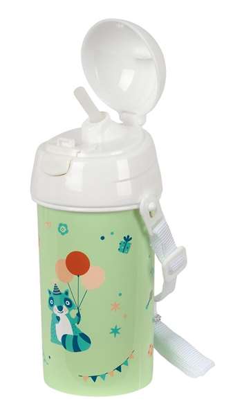 Safta - Bouteille isotherme 500 ml à ouverture automatique avec paille pour enfants "Fiesta" - 7.3x19.5x7.3 cm - À partir de 3 ans