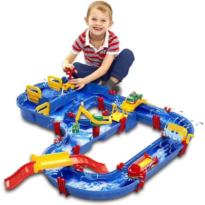 Aquaplay Circuit de Jeu d'Eau Mega Bridge - 35 Accessoires Inclus (Bateau, Camion Amphibie, Personnage)