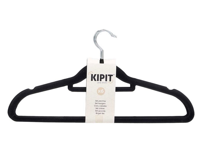 KIPIT Lot de 20 cintres noirs flockés 44,5x22cm KIPIT Lot de 20 cintres noirs flockés 44,5x22cm