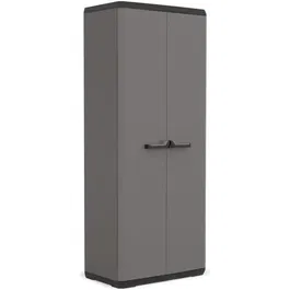 KETER Armadio Più Armoire de rangement avec 3 tablettes réglables, cadenassable, gris et noir - 68 x 39 x 166 cm