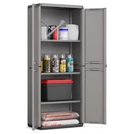 Keter Armoire de rangement haute Più - 68 x 39 x 166 cm - Gris anthracite et noir