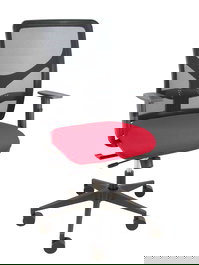 Chaise Motilla Synchrone/Traslack tissu Rouge Maille Noir Base pyramidale noire Accoudoir 1D Sans appui-tête Roulettes 65mm nylon