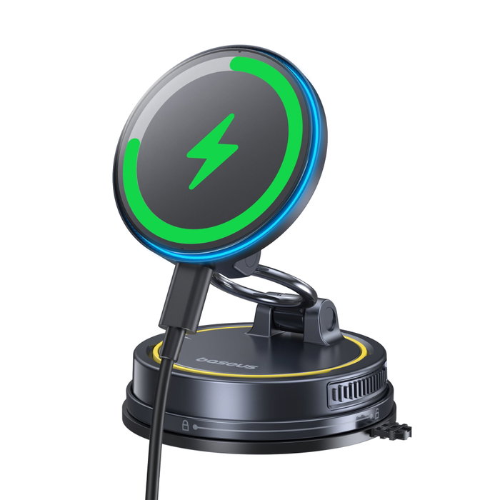 Baseus PrimeTrip VC2 Flex Pro Support de Smartphone Magnétique avec Charge Sans Fil, Noir