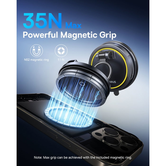 Baseus PrimeTrip VC2 Flex Pro Support de Smartphone Magnétique avec Charge Sans Fil, Noir