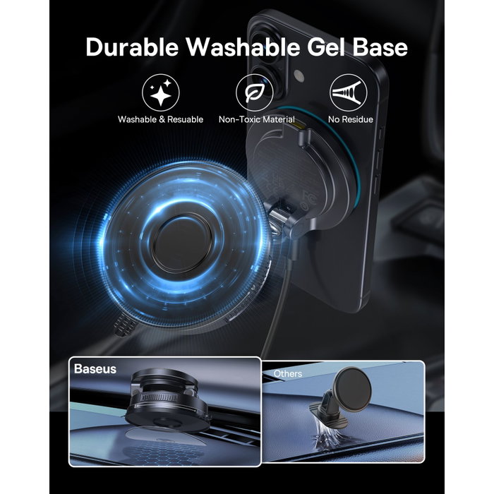 Baseus PrimeTrip VC2 Flex Pro Support de Smartphone Magnétique avec Charge Sans Fil, Noir