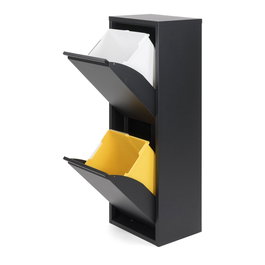 Jobgar Armario de recyclage 2 tiroirs métal noir 92 x 35 x 25 cm