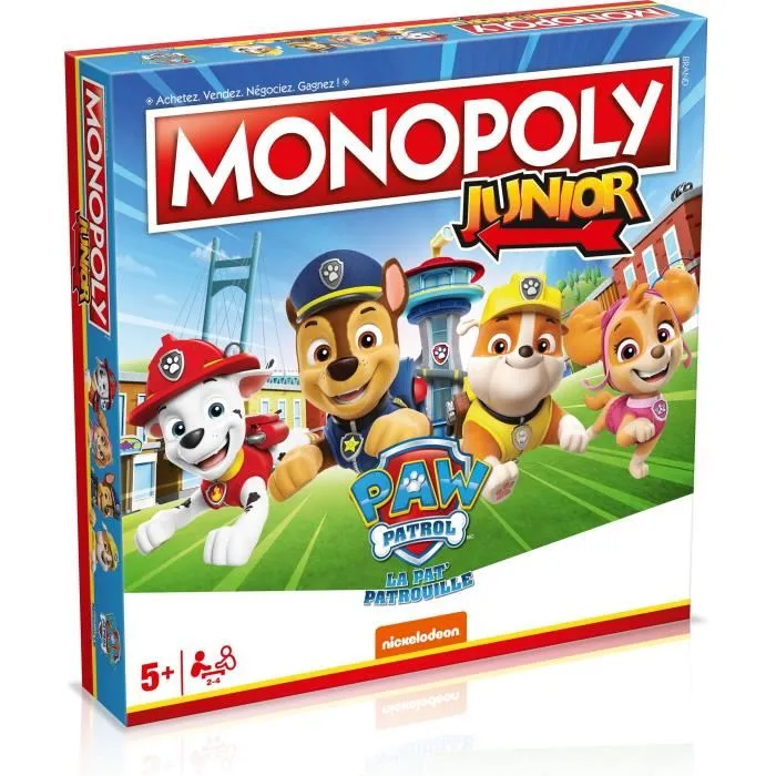 Monopoly Junior Pat'Patrouille, Jeu de société, édition spéciale avec les personnages Chase et Stella pour enfants à partir de 5 ans