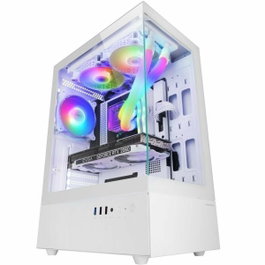 Mars Gaming MCX0 Boîtier PC Semitorre ATX Blanc, Double Verre Trempé, 3x120mm ARGB, USB 3.0