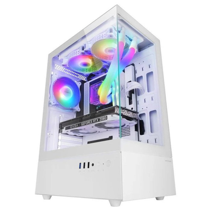 Mars Gaming MCX0 Boîtier PC Semitorre ATX Blanc, Double Verre Trempé, 3x120mm ARGB, USB 3.0