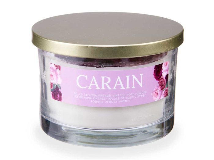 Acorde Bougie en Verre avec Couvercle Doré Rose Poudré Vintage 12,5 x 12,5 x 8,6 cm 400 g (Set de 6)