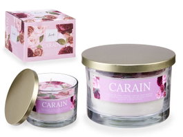 Acorde Bougie en Verre avec Couvercle Doré Rose Poudré Vintage 12,5 x 12,5 x 8,6 cm 400 g (Set de 6)