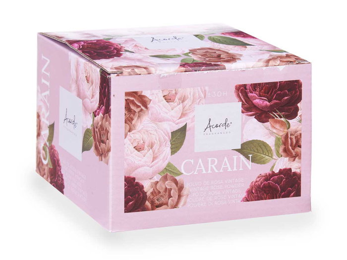 Acorde Bougie en Verre avec Couvercle Doré Rose Poudré Vintage 12,5 x 12,5 x 8,6 cm 400 g (Set de 6)