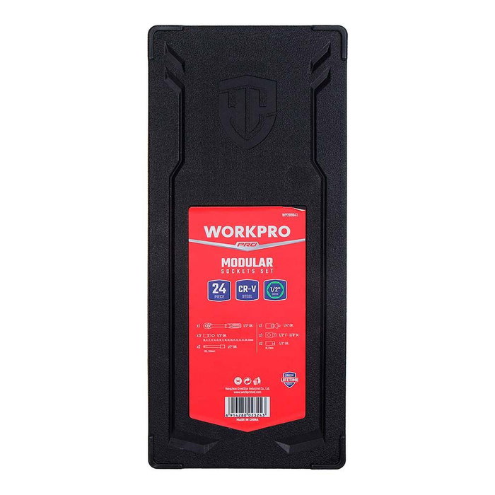 Workpro Jeu de cliquet et de douilles 1/2 pouce, 24 pièces, métrique