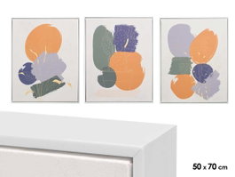 GIFTDECOR Lot de 3 Tableaux sur Toile Cadre Blanc Cercles 40x70 Surt3