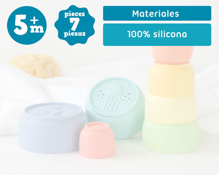 KioKids Set de 7 Cubes de Bain en Silicone pour Bébé +5 Mois - Jouets de Baignoire Apilables Multicolores pour Développement Sensori-Moteur KioKids Set de 7 Cubes de Bain en Silicone pour Bébé +5 Mois - Jouets de Baignoire Apilables Multicolores pour Développement Sensori-Moteur