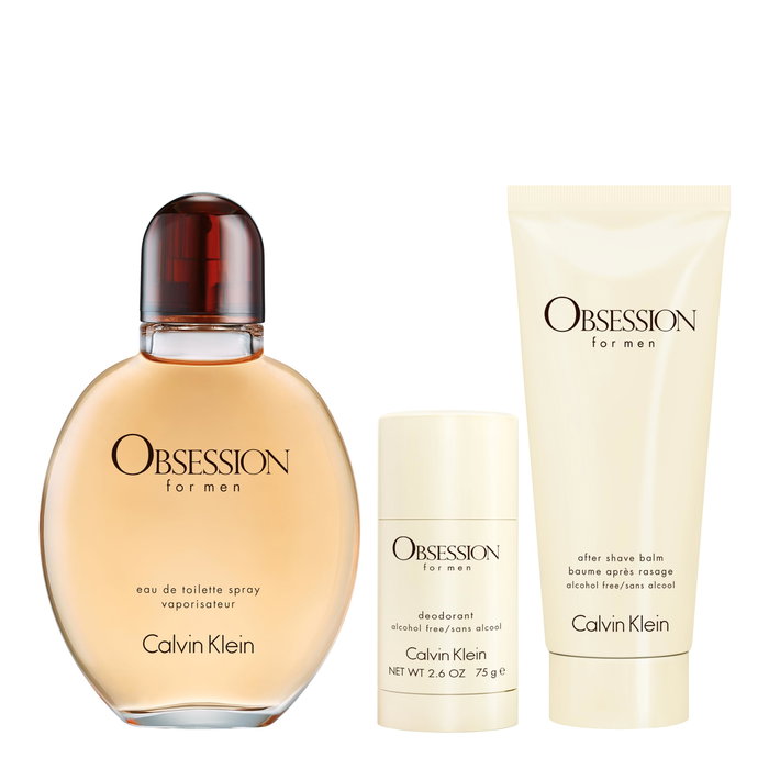 Calvin Klein Coffret Obsession Pour Homme : Eau de Toilette 125 ml, Après-Rasage Apaisant 100 ml et Déodorant Stick Anti-Transpiration 75 g Calvin Klein Coffret Obsession Pour Homme : Eau de Toilette 125 ml, Après-Rasage Apaisant 100 ml et Déodorant Stick Anti-Transpiration 75 g