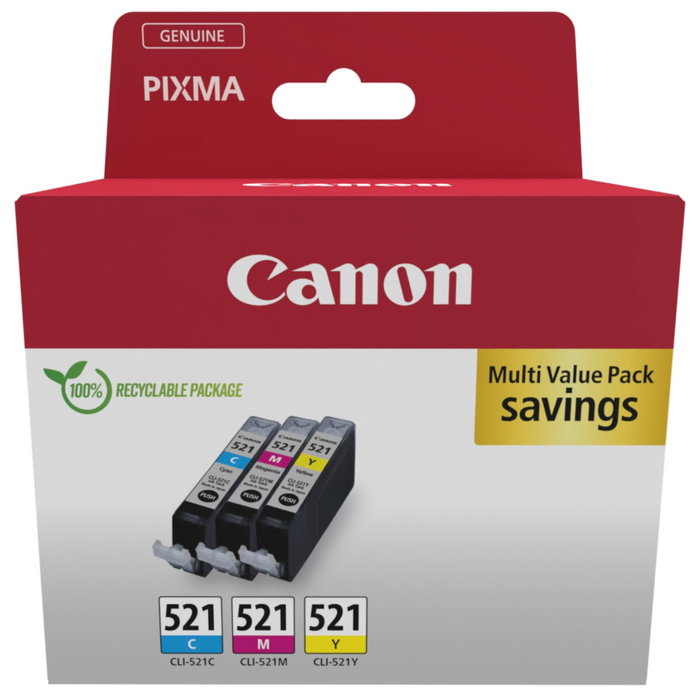 Canon CLI-521 Multipack Cyan, Magenta et Jaune