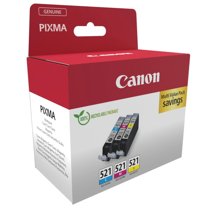 Canon CLI-521 Multipack Cyan, Magenta et Jaune
