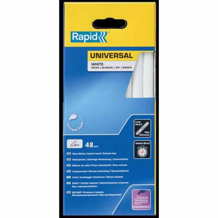 Rapid Bâtons de colle thermofusible Blanc Ø 12 mm, 48 pièces Rapid Bâtons de colle thermofusible Blanc Ø 12 mm, 48 pièces