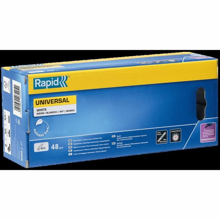Rapid Bâtons de colle thermofusible Blanc Ø 12 mm, 48 pièces Rapid Bâtons de colle thermofusible Blanc Ø 12 mm, 48 pièces