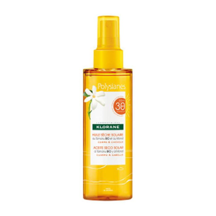 Klorane Polysiane Monoï et Tamanu Bio Huile Sèche Solaire SPF30