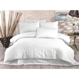 Parure de lit 1 housse de couette King 220 x 240 cm + 2 taies d'oreiller 60 x 60 cm - Blanc - 70% Polyester 30% Coton - Lavable en machine