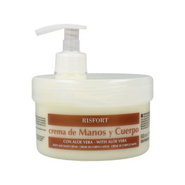 Risfort Crème Aloe Vera 500 ml - Hydratation intense au beurre de karité et gel d'aloe vera - Pour peaux sèches, mains, pieds et coudes