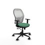 Chaise Jorquera Synchrone/Traslack tissu Vert émeraude Maille Blanc Base en nylon noir Accoudoir 1D Sans appui-tête Roulettes 65mm nylon
