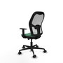 Chaise Jorquera Synchrone/Traslack tissu Vert émeraude Maille Blanc Base en nylon noir Accoudoir 1D Sans appui-tête Roulettes 65mm nylon