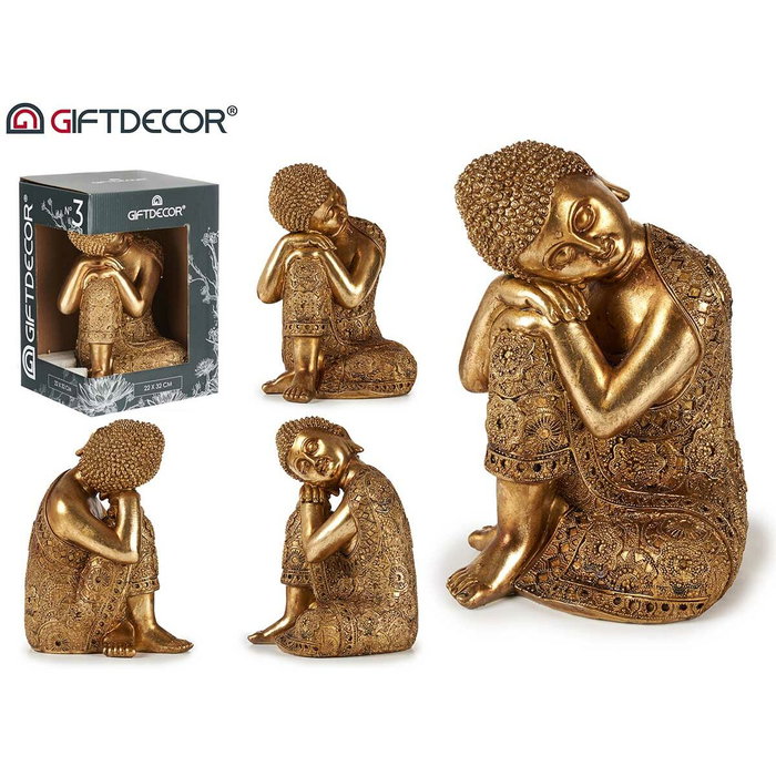GIFTDECOR Bouddha assis de profil en résine doré 32cm GIFTDECOR Bouddha assis de profil en résine doré 32cm