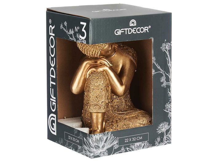 Giftdecor Statue Bouddha Assis Résine Doré 32 cm x 20 cm x 30 cm (Set de 4)