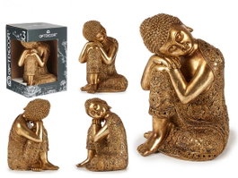 Giftdecor Statue Bouddha Assis Résine Doré 32 cm x 20 cm x 30 cm (Set de 4)