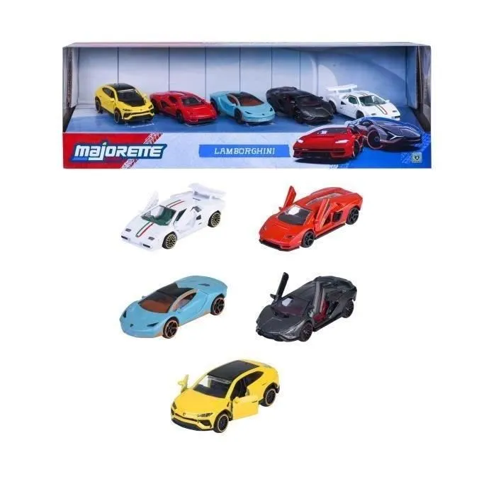 Majorette Coffret Cadeau 5 Voitures Lamborghini en Métal 1/64 - Modèles Miniatures avec Parties Ouvrantes - à Partir de 3 Ans Majorette Coffret Cadeau 5 Voitures Lamborghini en Métal 1/64 - Modèles Miniatures avec Parties Ouvrantes - à Partir de 3 Ans