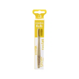 NORDICS ORAL CARE Cepillo Dental Bambu Niños - Amarillo Brosse à dents bambou enfants, douce, biodégradable, vegan