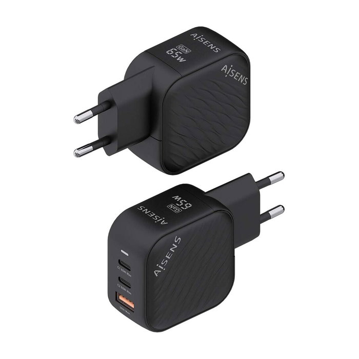 Chargeur mural Aisens ASCH-65W3P027-BK Noir Multicouleur 65 W