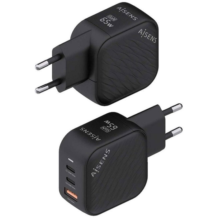 Chargeur mural Aisens ASCH-65W3P027-BK Noir Multicouleur 65 W
