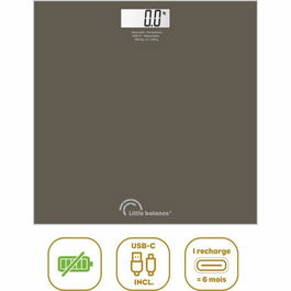 Little Balance Pese-personne SB3 Tonka, rechargeable USB-C, 180 kg max, écran LCD, plateau verre 28x28 cm, batterie Li-Ion
