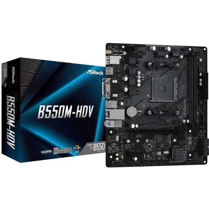 Asrock Carte mère B550M-HDV (AMD B550, Socket AM4, Micro ATX)