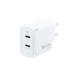 Coolbox Chargeur mural USB 35W 2 ports USB-C GaN pour smartphone et tablette