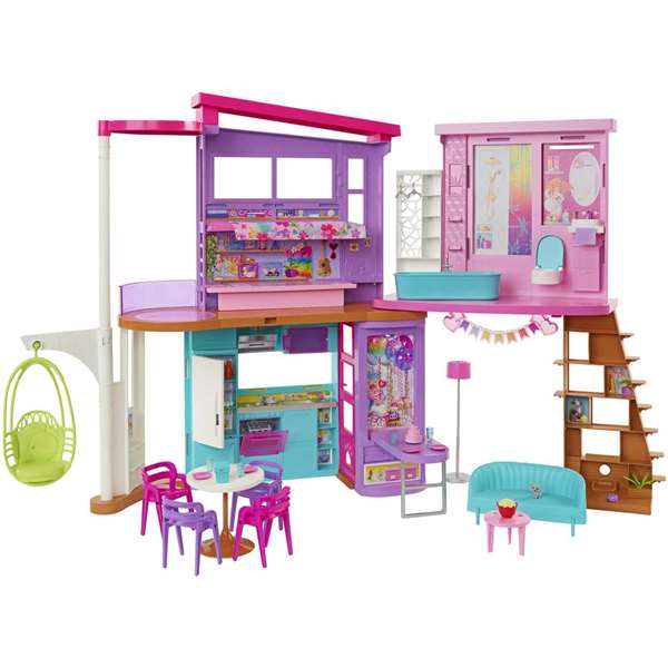Mattel Barbie Casa Malibú 2022 - Maison de poupée avec plus de 30 accessoires - Produit en espagnol