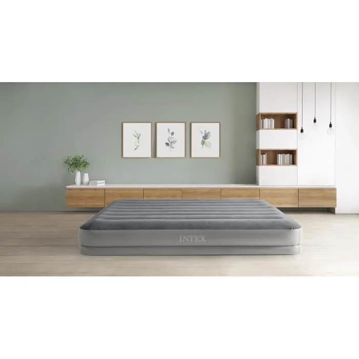 Intex Matelas gonflable 2 places avec pompe intégrée - Technologie Fiber Tech résistante - Référence 64114 - Gonflage rapide 5 min - Confort optimal