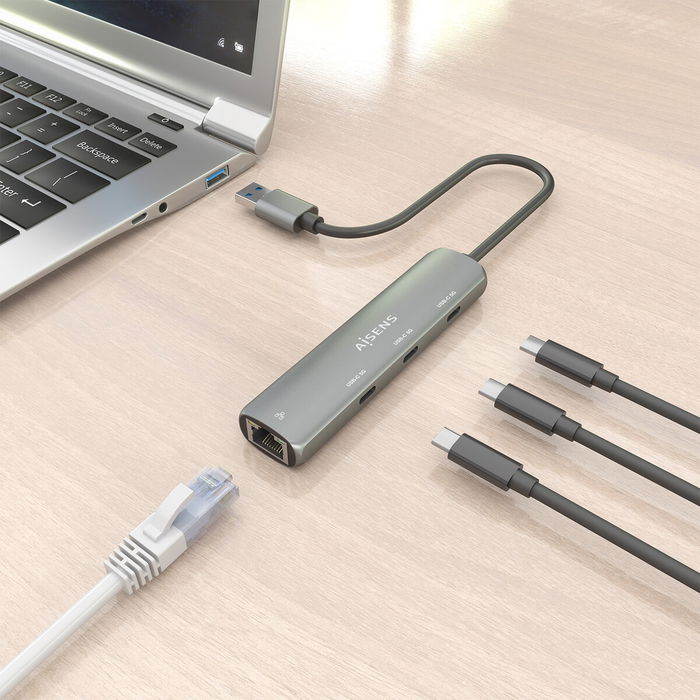 Hub USB Aisens ASUC-4P037-GR Gris
