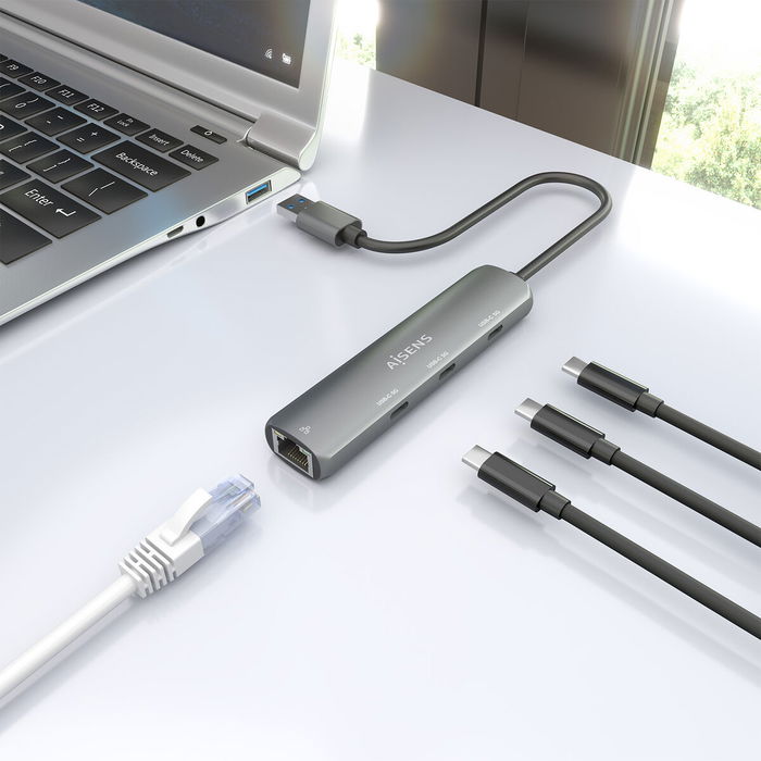 Hub USB Aisens ASUC-4P037-GR Gris