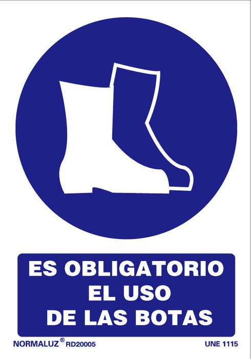 NORMALUZ SEÑAL LUMINISCENTE OBLIGATORIO USO BOTAS 21x30cm NORMALUZ SEÑAL LUMINISCENTE OBLIGATORIO USO BOTAS 21x30cm