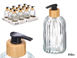 Berilo Dosificateur Transparent Bambou 410 ml Verre 7x16,5x7 cm (Set de 24)
